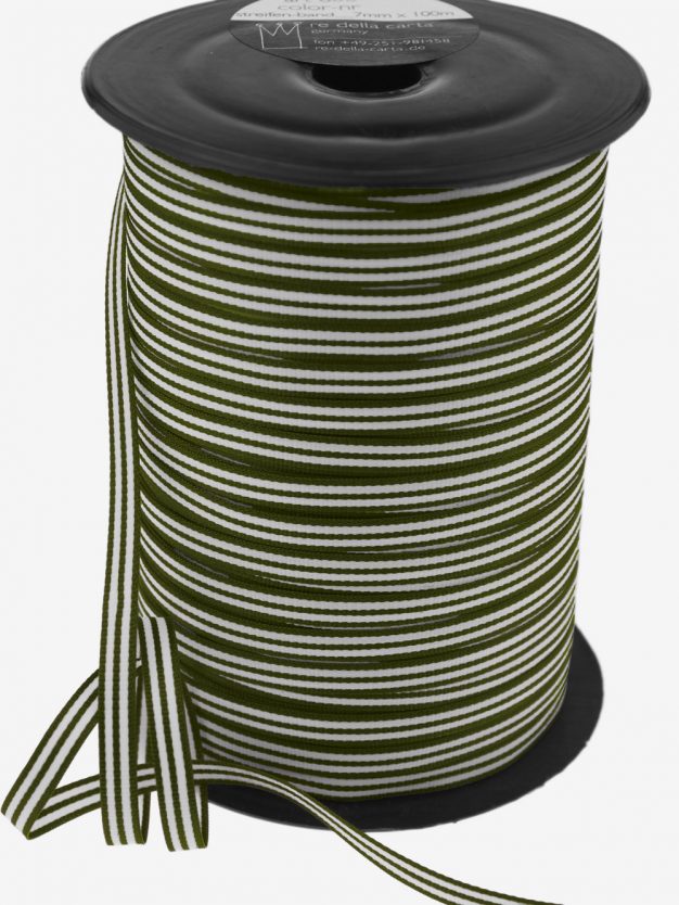streifenband-gewebt-olivgruen-weiss-schmal-hochwertig